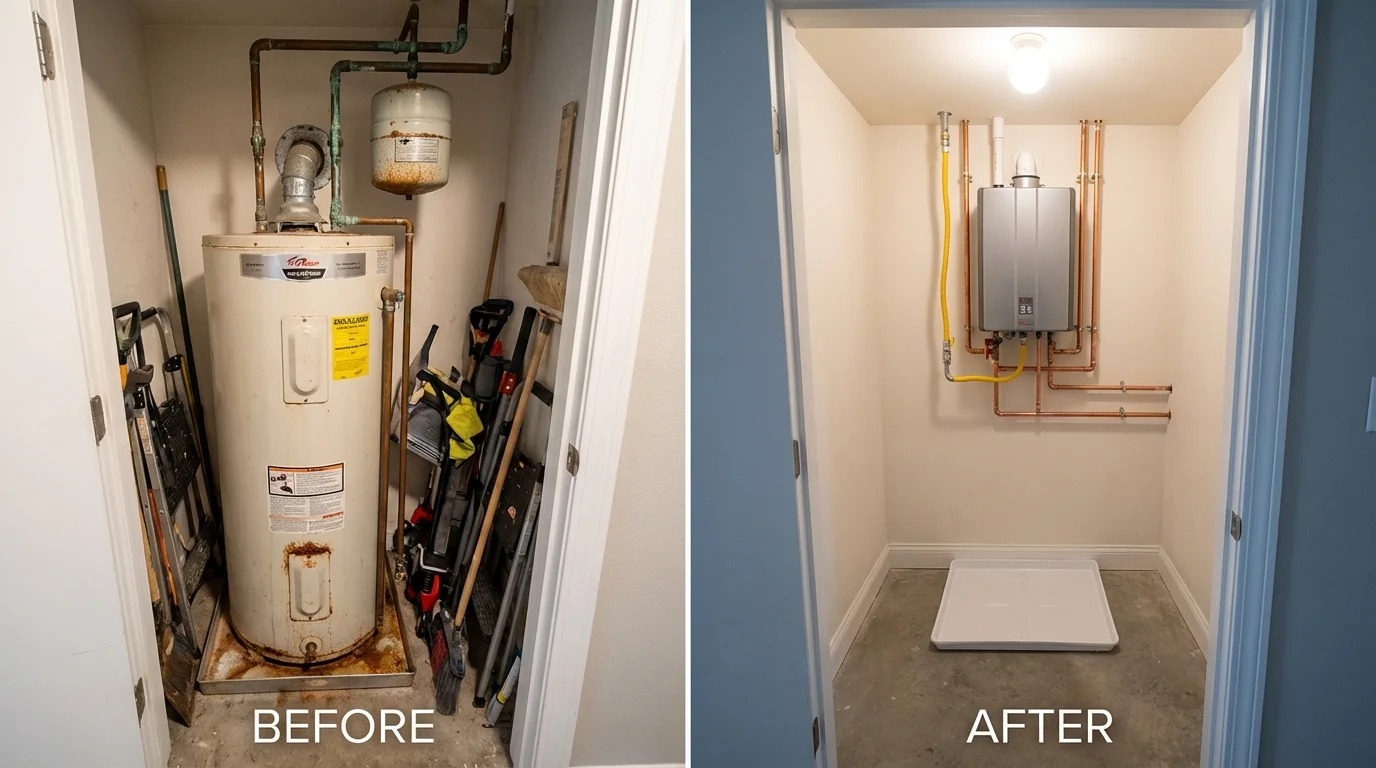 Tank water heater versus wall-mounted tankless unit comparison for Loretto, TN homeowners